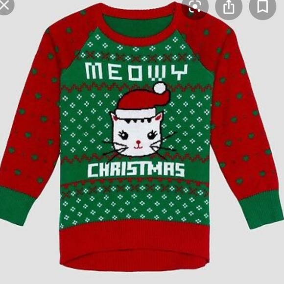 Well Worn Other - Kitty cat ugly Christmas sweaters for girl